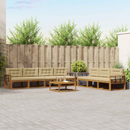 Комплект дивани за открито 8 pcs Натурален и Бежов