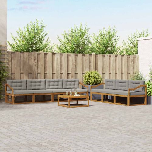 Комплект дивани за открито 8 pcs Естествено и светло сиво