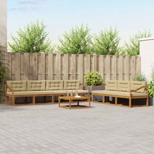 Комплект дивани за открито 8 pcs Натурален и Бежов