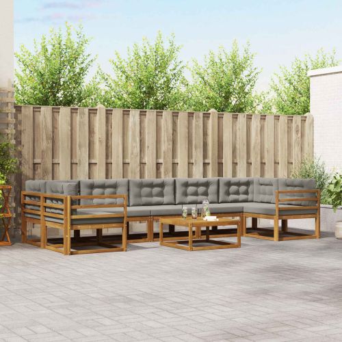 Комплект дивани за открито 8 pcs Естествено и светло сиво