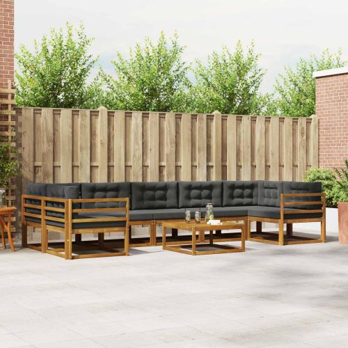 Комплект дивани за открито 8 pcs Натурален и Антрацит