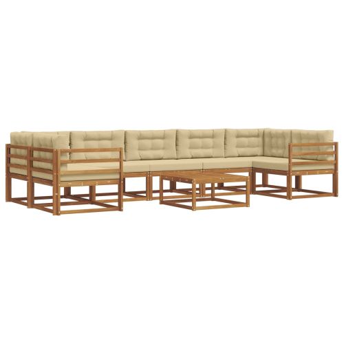 Комплект дивани за открито 8 pcs Натурален и Бежов