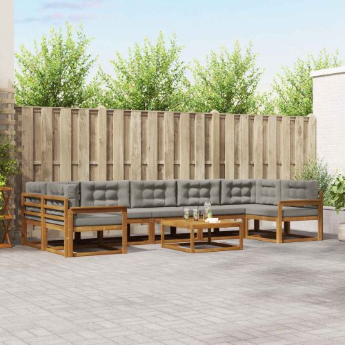 Комплект дивани за открито 8 pcs Естествено и светло сиво