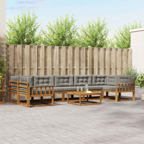 Комплект дивани за открито 8 pcs Естествено и светло сиво