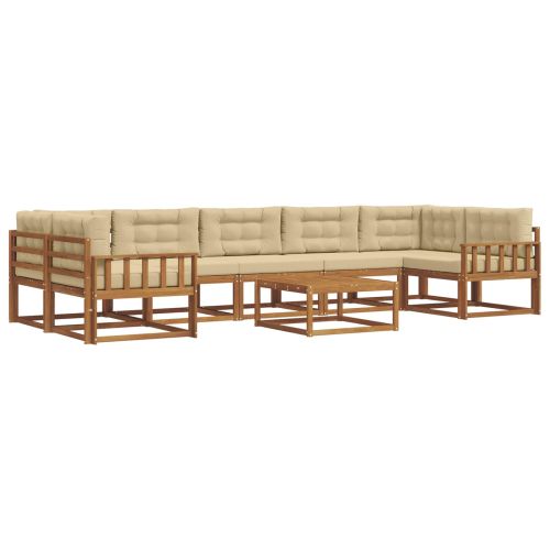 Комплект дивани за открито 8 pcs Натурален и Бежов