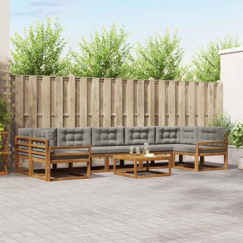 Комплект дивани за открито 8 pcs Естествено и светло сиво