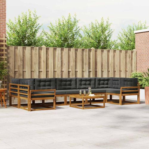 Комплект дивани за открито 8 pcs Натурален и Антрацит