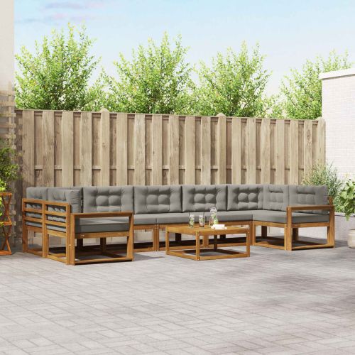 Комплект дивани за открито 8 pcs Естествено и светло сиво