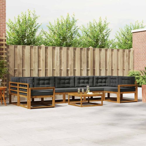 Комплект дивани за открито 8 pcs Натурален и Антрацит