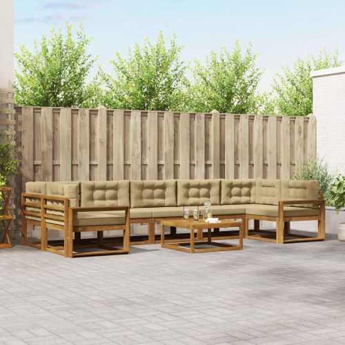 Комплект дивани за открито 8 pcs Натурален и Бежов