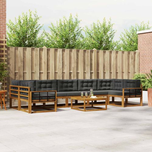 Комплект дивани за открито 8 pcs Натурален и Антрацит