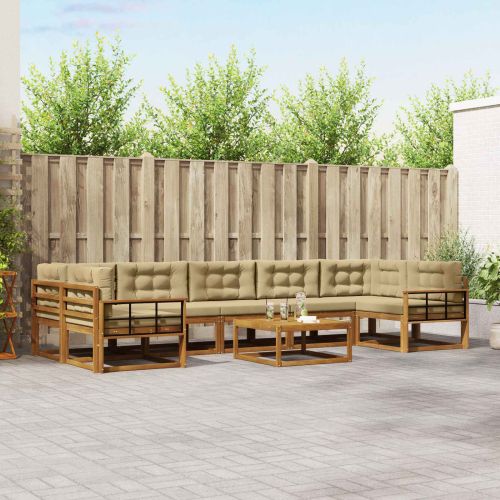 Комплект дивани за открито 8 pcs Натурален и Бежов