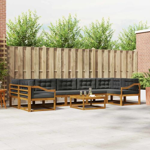 Комплект дивани за открито 8 pcs Натурален и Антрацит