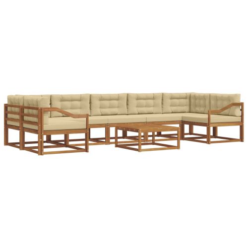 Комплект дивани за открито 8 pcs Натурален и Бежов