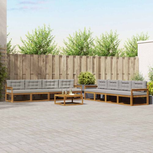 Комплект дивани за открито 9 pcs Естествено и светло сиво