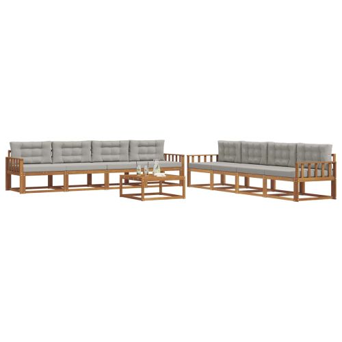 Комплект дивани за открито 9 pcs Естествено и светло сиво