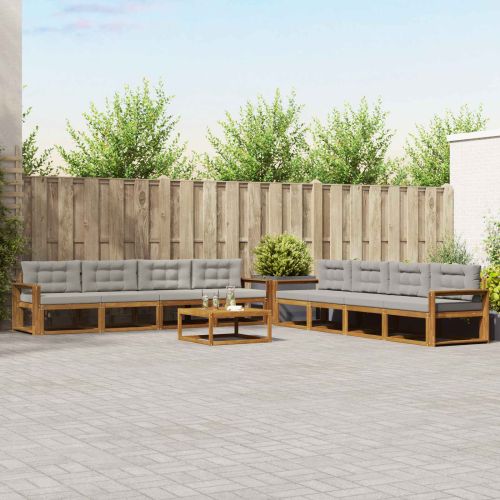 Комплект дивани за открито 9 pcs Естествено и светло сиво