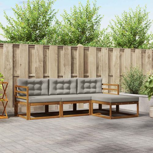 Комплект дивани за открито 4 pcs Естествено и светло сиво