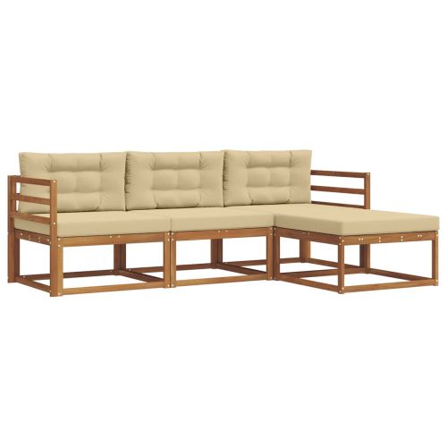 Комплект дивани за открито 4 pcs Натурален и Бежов