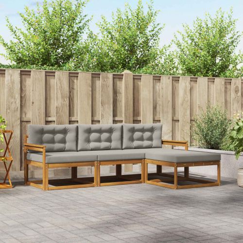 Комплект дивани за открито 4 pcs Естествено и светло сиво