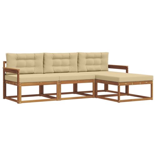 Комплект дивани за открито 4 pcs Натурален и Бежов