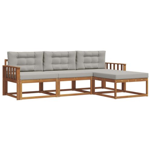 Комплект дивани за открито 4 pcs Естествено и светло сиво
