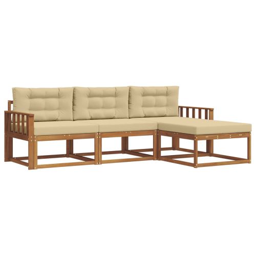 Комплект дивани за открито 4 pcs Натурален и Бежов