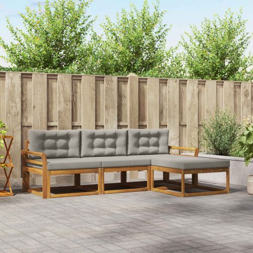 Комплект дивани за открито 4 pcs Естествено и светло сиво