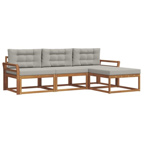 Комплект дивани за открито 4 pcs Естествено и светло сиво