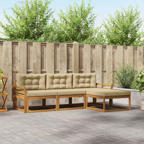 Комплект дивани за открито 4 pcs Натурален и Бежов