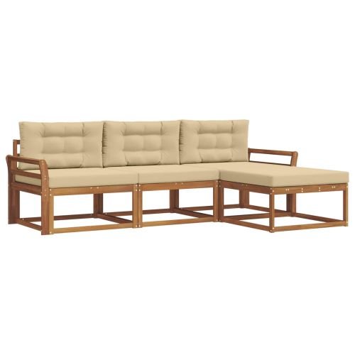Комплект дивани за открито 4 pcs Натурален и Бежов