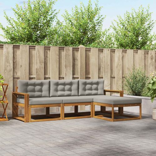 Комплект дивани за открито 4 pcs Естествено и светло сиво