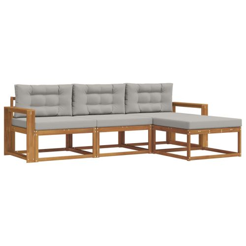 Комплект дивани за открито 4 pcs Естествено и светло сиво