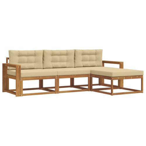 Комплект дивани за открито 4 pcs Натурален и Бежов
