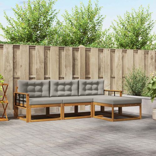 Комплект дивани за открито 4 pcs Естествено и светло сиво