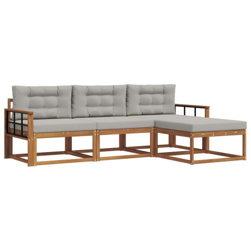 Комплект дивани за открито 4 pcs Естествено и светло сиво