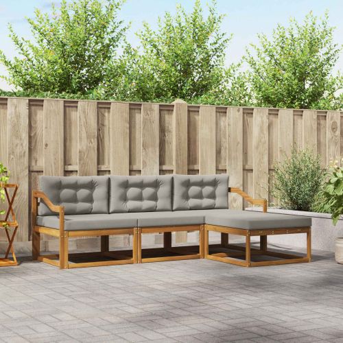 Комплект дивани за открито 4 pcs Естествено и светло сиво