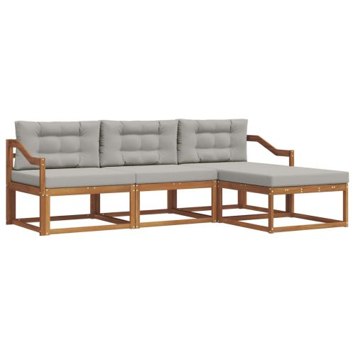 Комплект дивани за открито 4 pcs Естествено и светло сиво