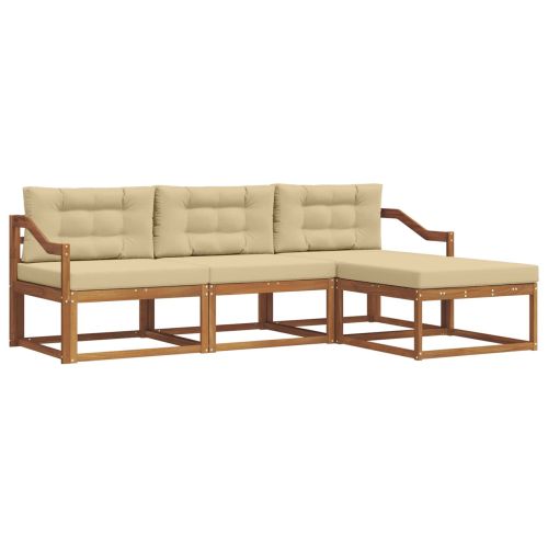 Комплект дивани за открито 4 pcs Натурален и Бежов