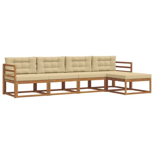 Комплект дивани за открито 5 pcs Натурален и Бежов