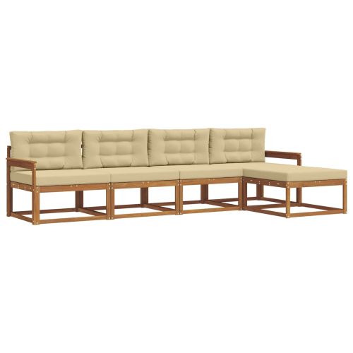 Комплект дивани за открито 5 pcs Натурален и Бежов