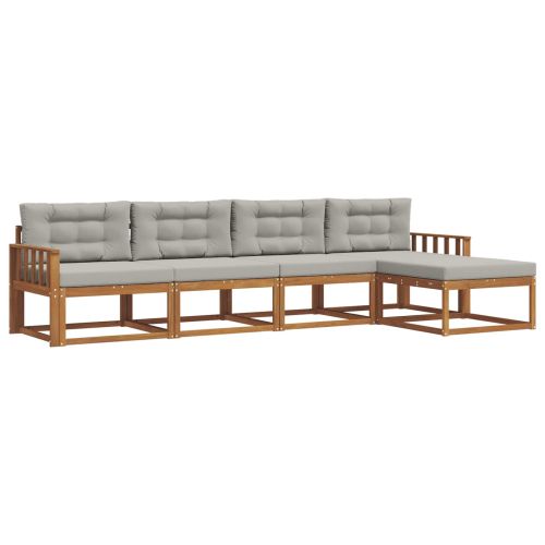 Комплект дивани за открито 5 pcs Естествено и светло сиво