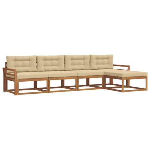 Комплект дивани за открито 5 pcs Натурален и Бежов