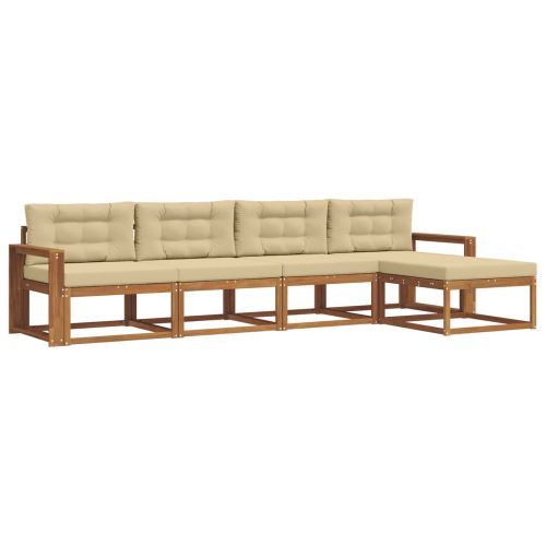 Комплект дивани за открито 5 pcs Натурален и Бежов