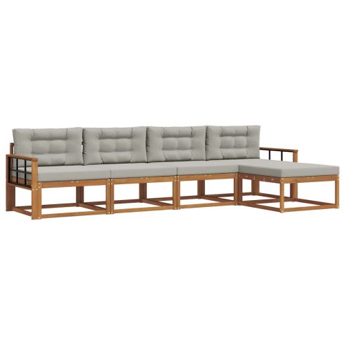 Комплект дивани за открито 5 pcs Естествено и светло сиво