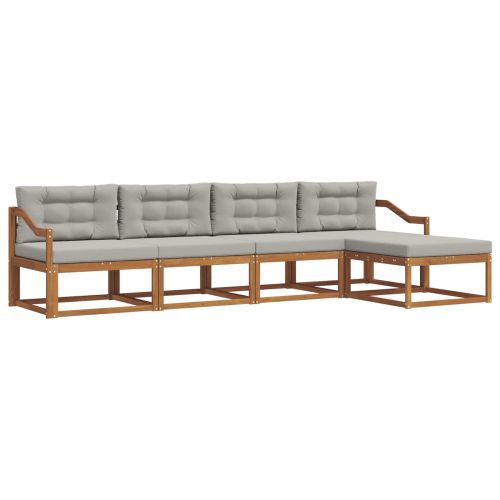 Комплект дивани за открито 5 pcs Естествено и светло сиво