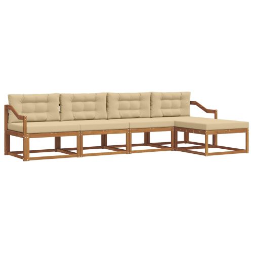 Комплект дивани за открито 5 pcs Натурален и Бежов