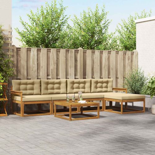 Комплект дивани за открито 6 pcs Натурален и Бежов