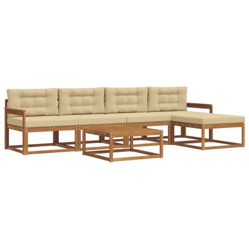 Комплект дивани за открито 6 pcs Натурален и Бежов