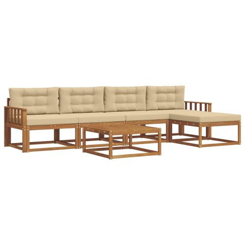 Комплект дивани за открито 6 pcs Натурален и Бежов